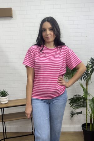 CAMISETA RAYAS ROSA
